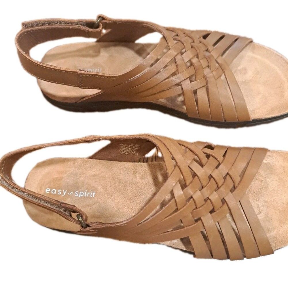 NEW Easy Spirit Women’s Mar Leather Slingback Sandals Cognac Size 8N - Picture 3 of 13